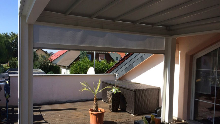 Eine Terrassenüberdachung der Firma Corradi in Leipzig. 